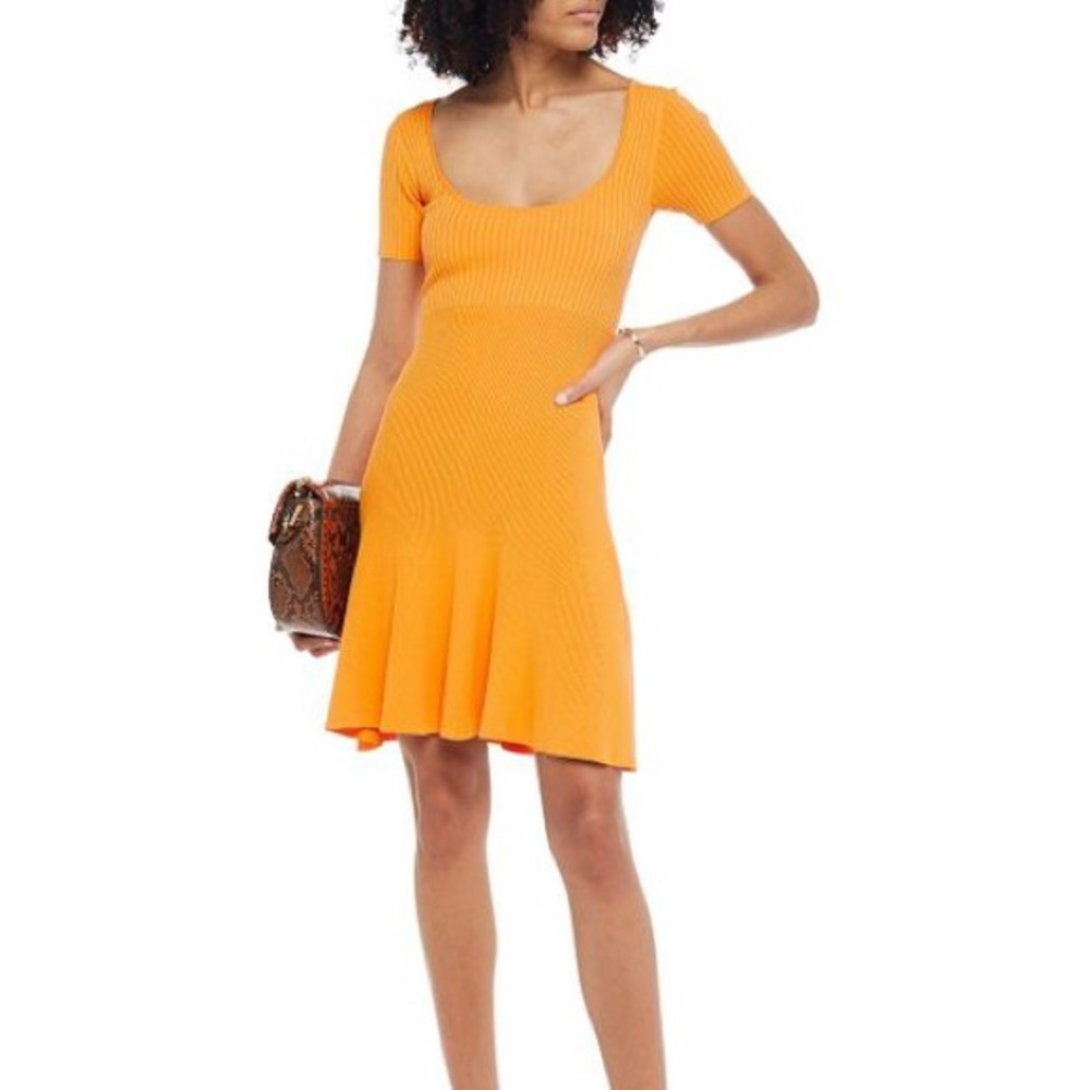 Sandro Women's Orange Synn Ribbed-knit Mini Dress